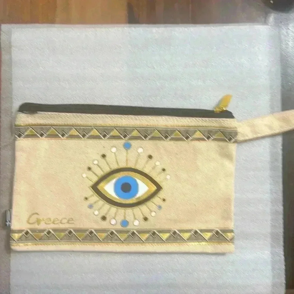 Beige Evil Eye Clutch - Evil Eye Bag/wristlet/ - Picture 3 of 3